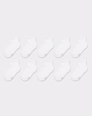Hanes Girls' Ankle Socks Pack, 10-Pack, White