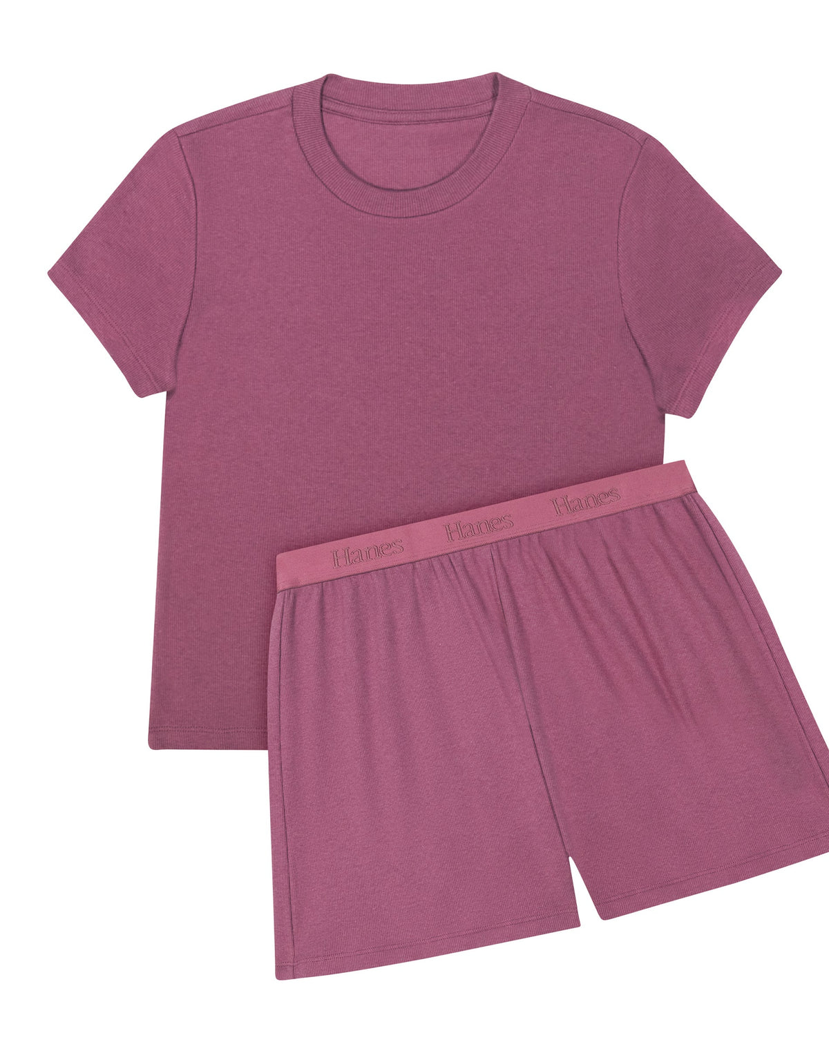 Hanes Originals SuperSoft Comfywear Women's Ribbed Babydoll Tee & Shorts Pajama Set - Soft Loungewear Set