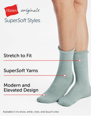 Hanes Originals Men's Crew Socks Pack, 3-Pairs, SuperSoft