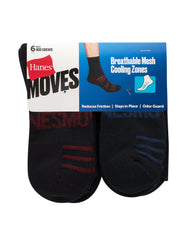 Hanes Moves Breathable Mesh Men's Mid-Crew Socks, Shoe Sizes 6-12, 6-Pairs