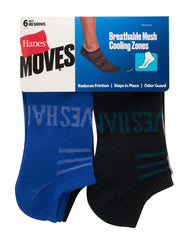 Hanes Moves Breathable Mesh Men's No Show Socks, Shoe Sizes 6-12, 6-Pairs
