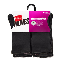 Hanes Moves X-Temp Women's Crew Socks, 10-Pairs, Shoe Sizes 5-9