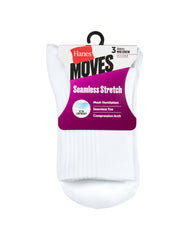 Hanes Moves Women's Seamless Stretch Mid Crew Socks, 3 Pairs