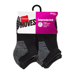 Hanes Moves X-Temp Women's No Show Socks, 10-Pairs, Shoe Sizes 8-12