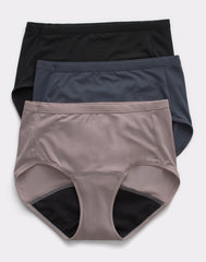 Hanes Comfort, Period. Women's Brief Period Underwear, Light Leaks, Neutrals, 3-Pack