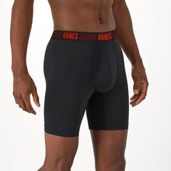 Hanes Moves Total Support Pouch Men's Long Leg Boxer Briefs, 3 Pairs, Moisture Wicking, X-Temp, 8"