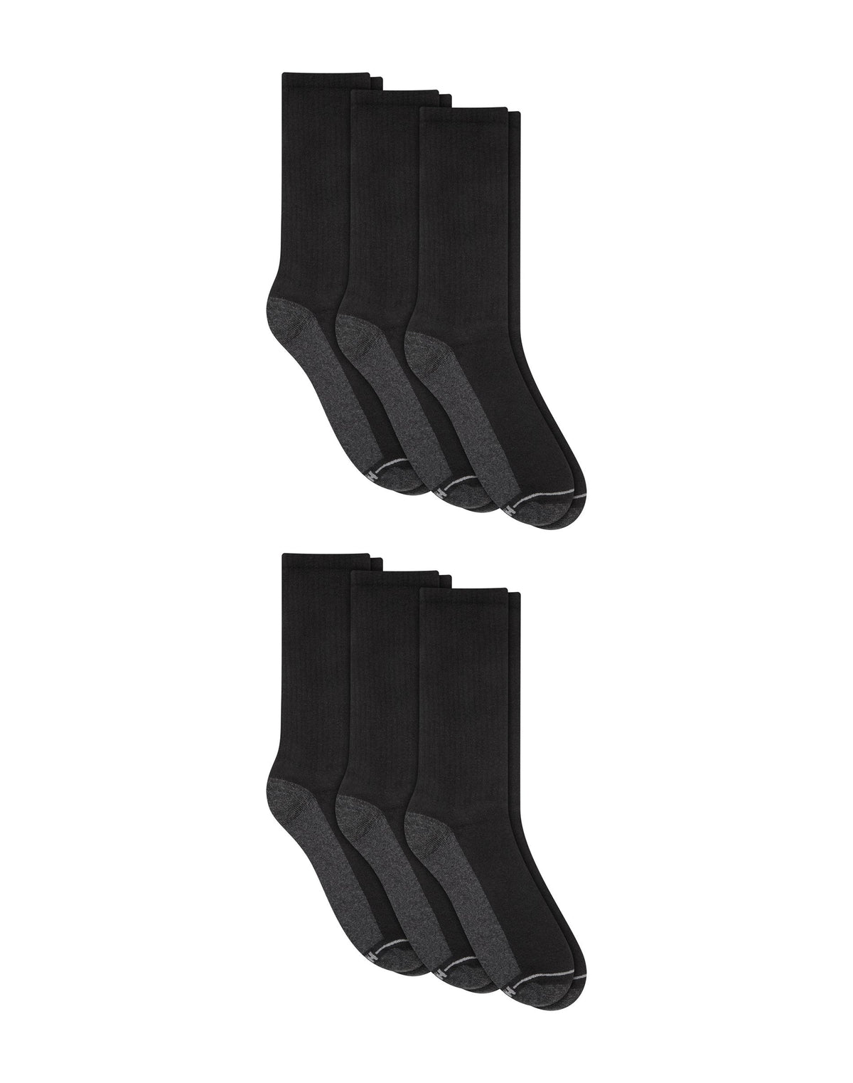 Hanes Double Tough Men's Crew Socks, Comfort Top, Shoe Sizes 12-14, 6-Pairs