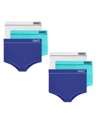 Hanes Originals Women's Seamless Rib Boyfit Underwear, Assorted, 6-Pack
