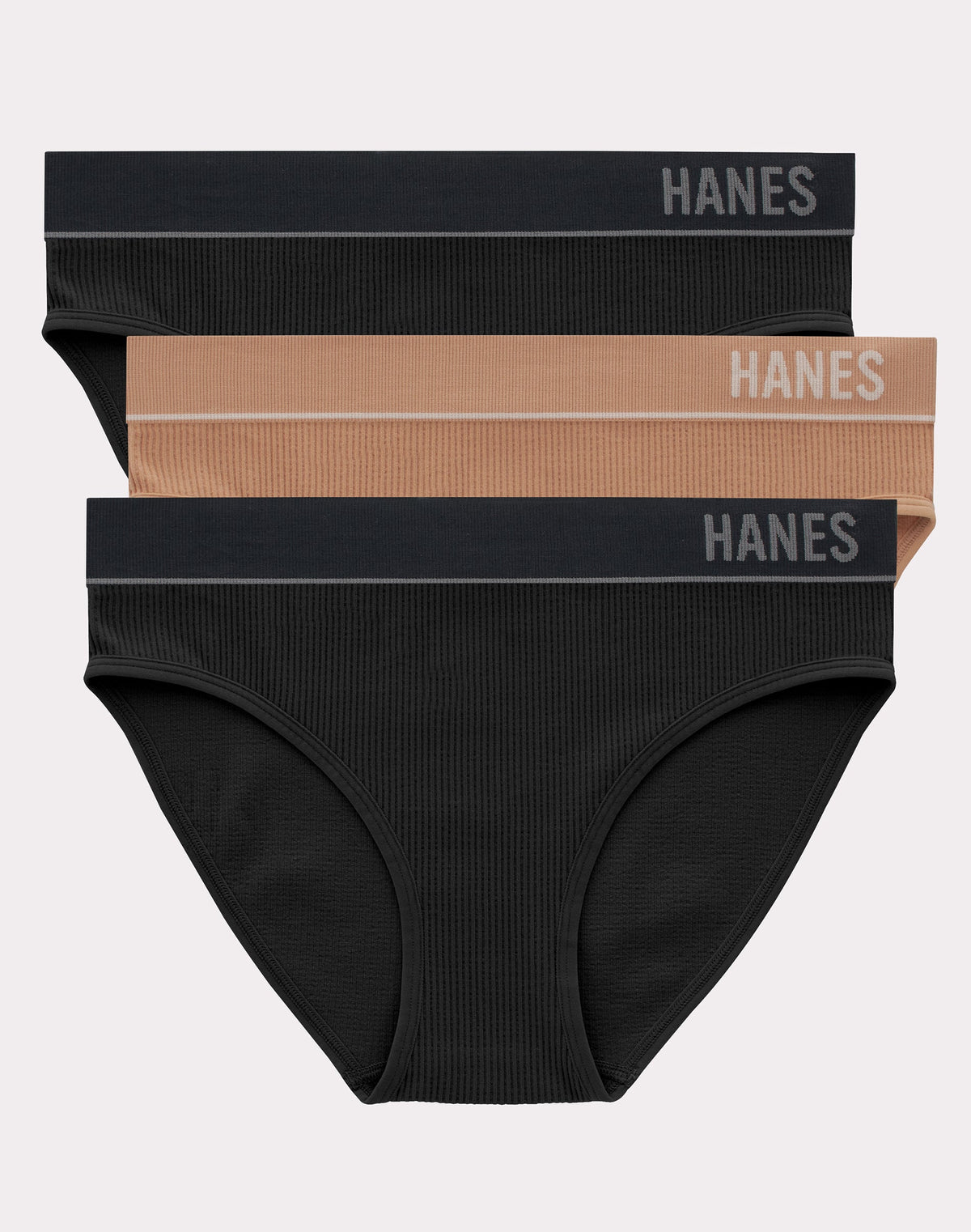 Hanes Originals Women's Seamless Rib Bikini Underwear, 3-Pack