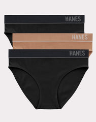 Hanes Originals Women's Seamless Rib Bikini Underwear, 3-Pack