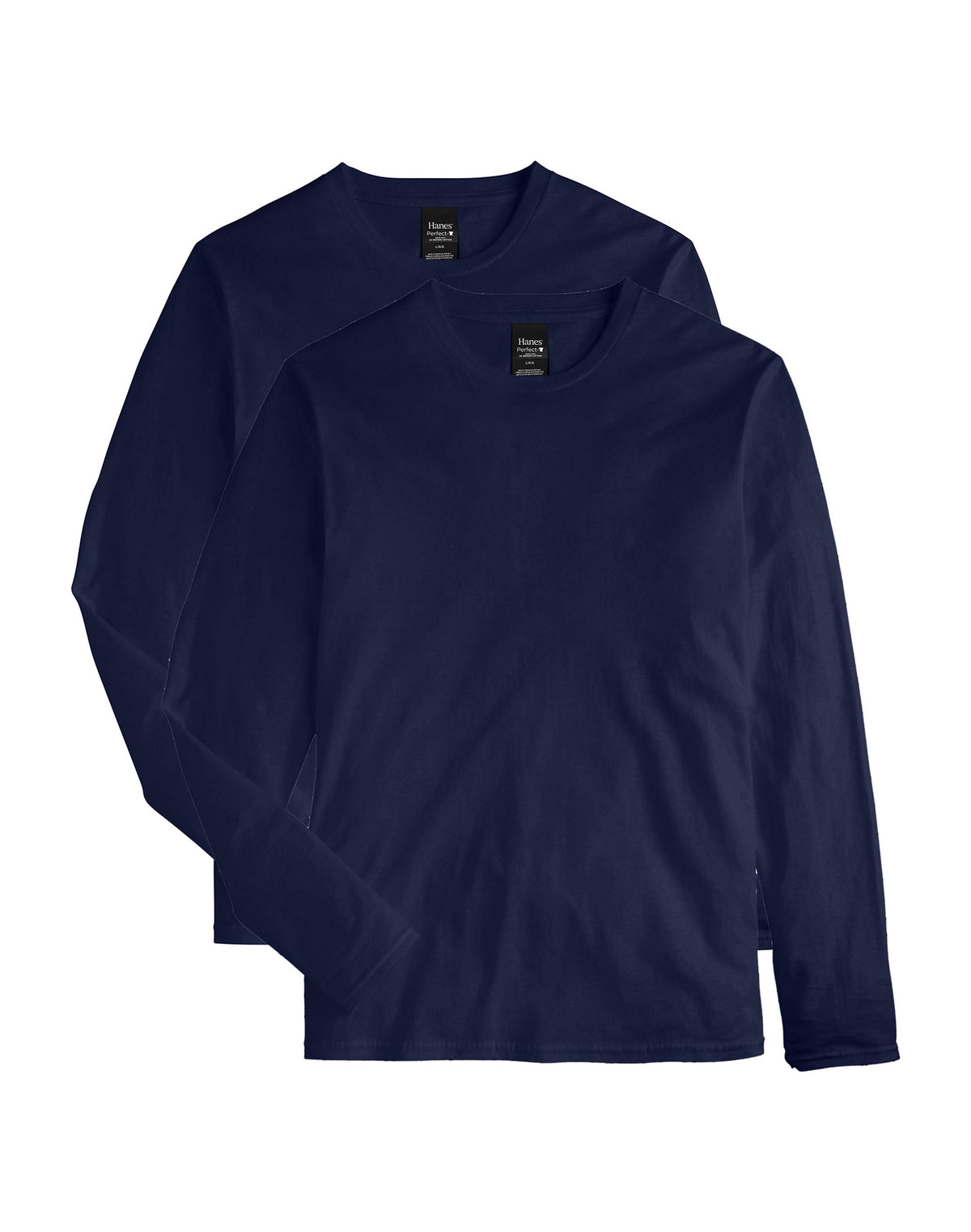 Hanes Perfect-T Men's Long Sleeve Cotton T-Shirt, Value 2-Pack