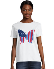 Hanes Women's Star Spangled Butterfly Graphic Tee