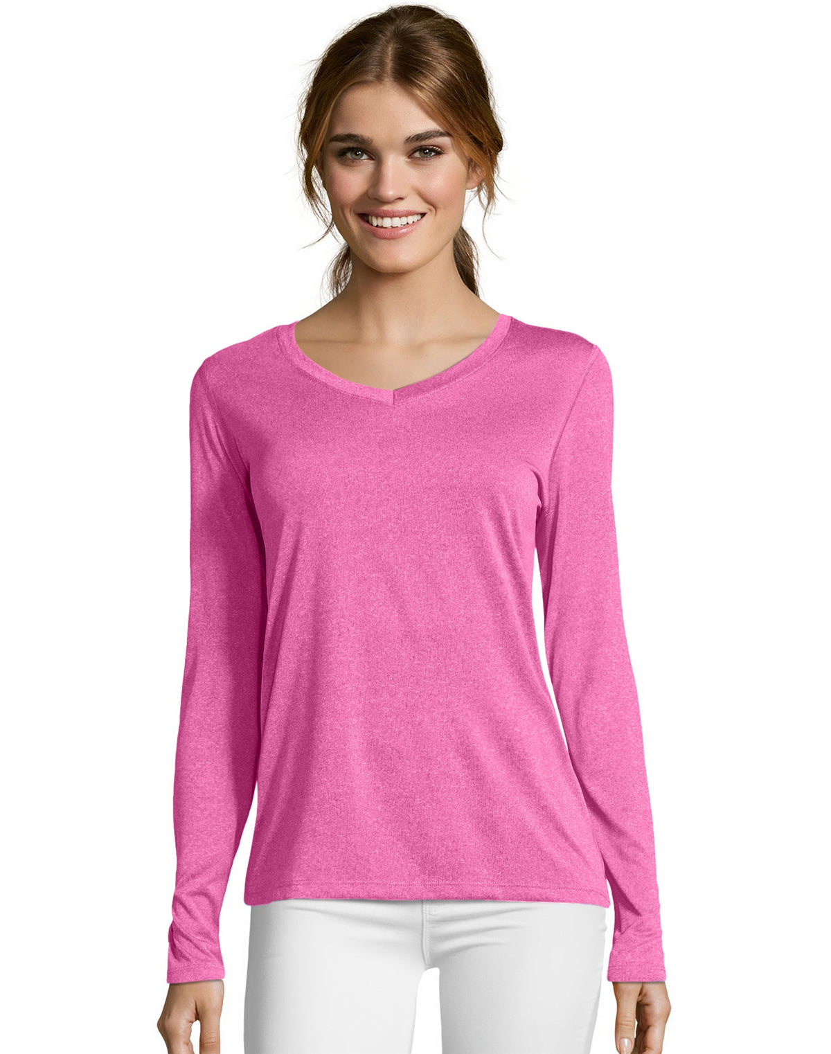 Hanes Sport Cool DRI Women's Performance Long Sleeve V-Neck T-Shirt