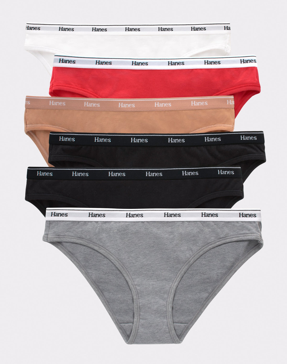 Hanes Originals Women's Bikini Underwear, Breathable Stretch Cotton, 6-Pack