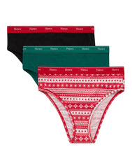 Hanes Originals Women's Stretch Cotton Hi-Leg Underwear, Holiday 3-Pack