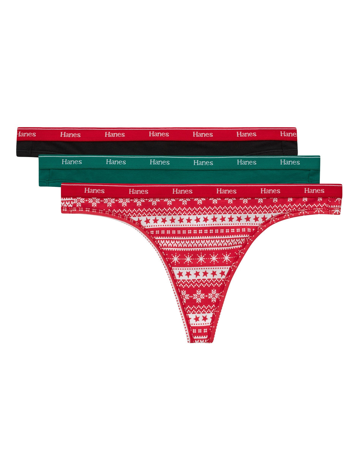 Hanes Originals Women's Stretch Cotton Thong Panty, Holiday 3-Pack
