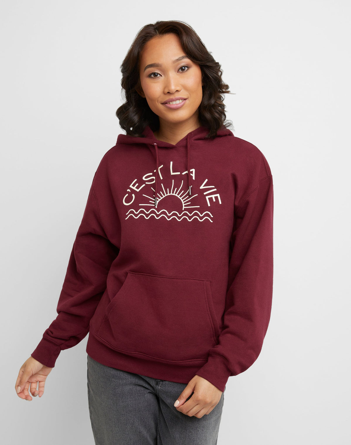 Hanes Originals Women's Fleece Hoodie, C'est La Vie