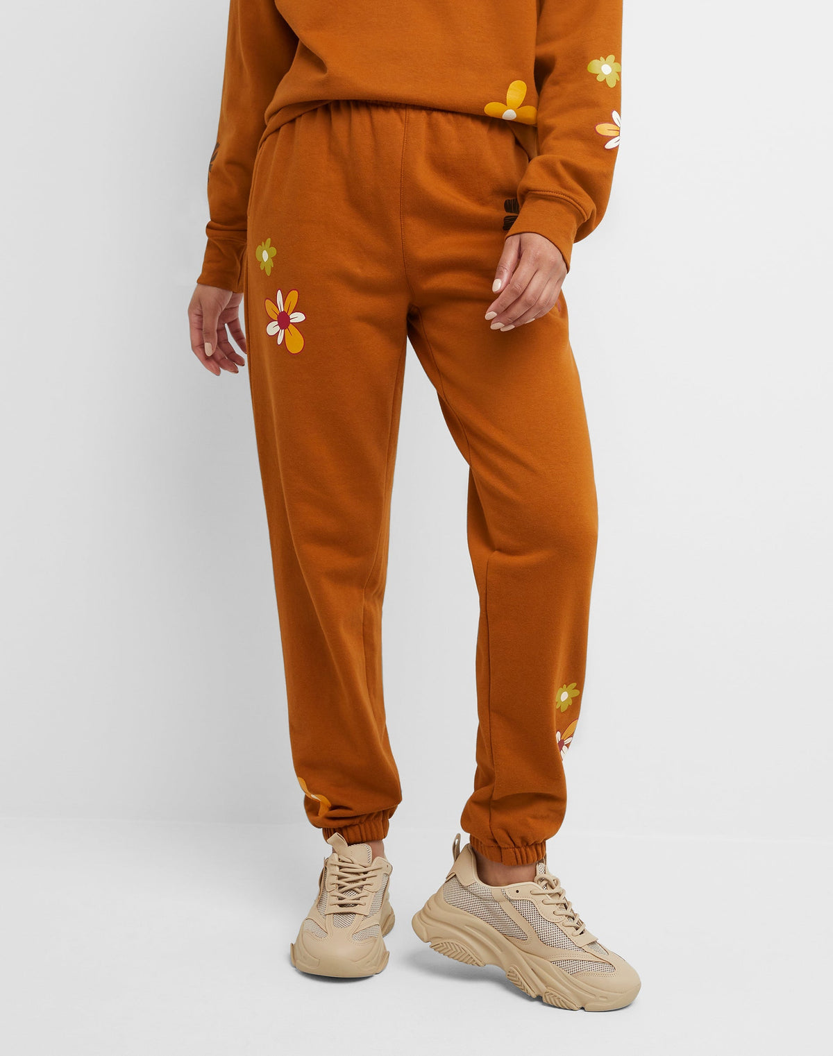 Hanes Originals Women's Fleece Joggers, Placed Flowers, 30"