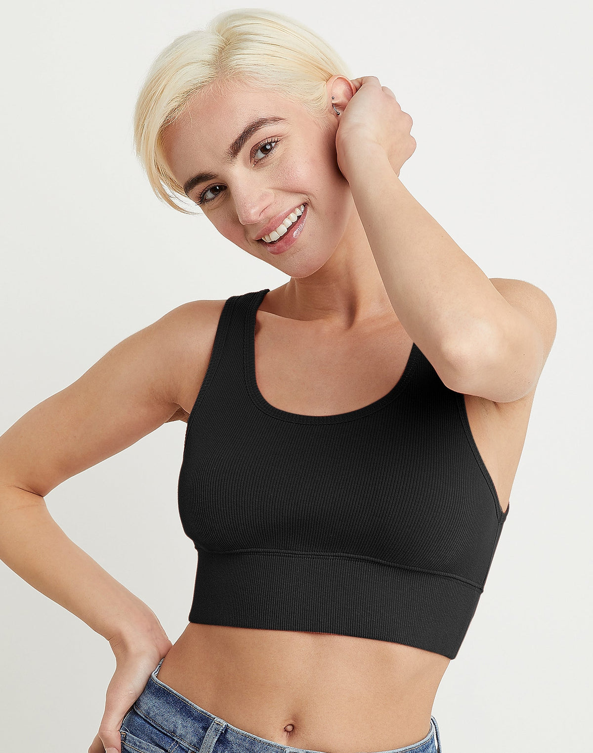 Hanes Originals Women's Rib Longline Bralette, Cotton