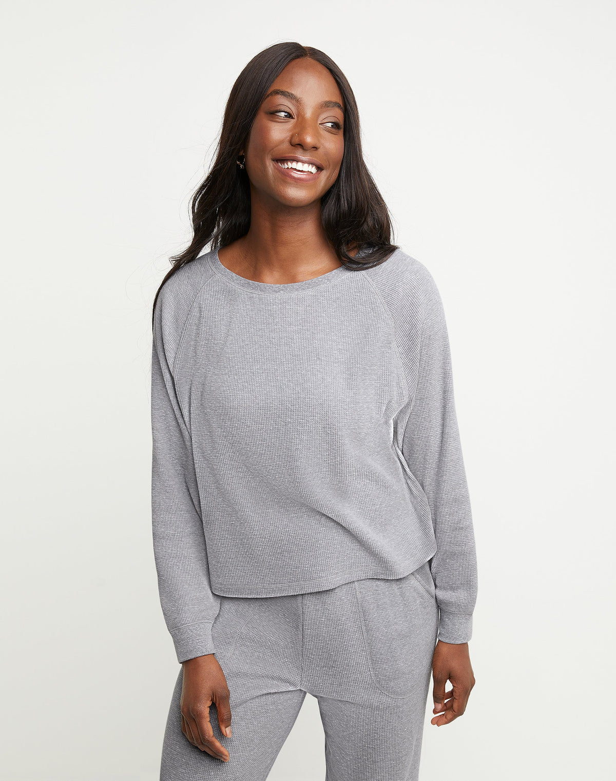 Hanes Originals Women's Waffle Long Sleeve Lounge Top
