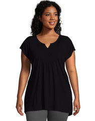 Hanes Just My Size Women's Slub Jersey Tunic, Crochet Bib (Plus Size)