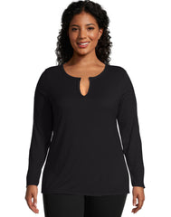 JMS Long Sleeve Split Neck Tee