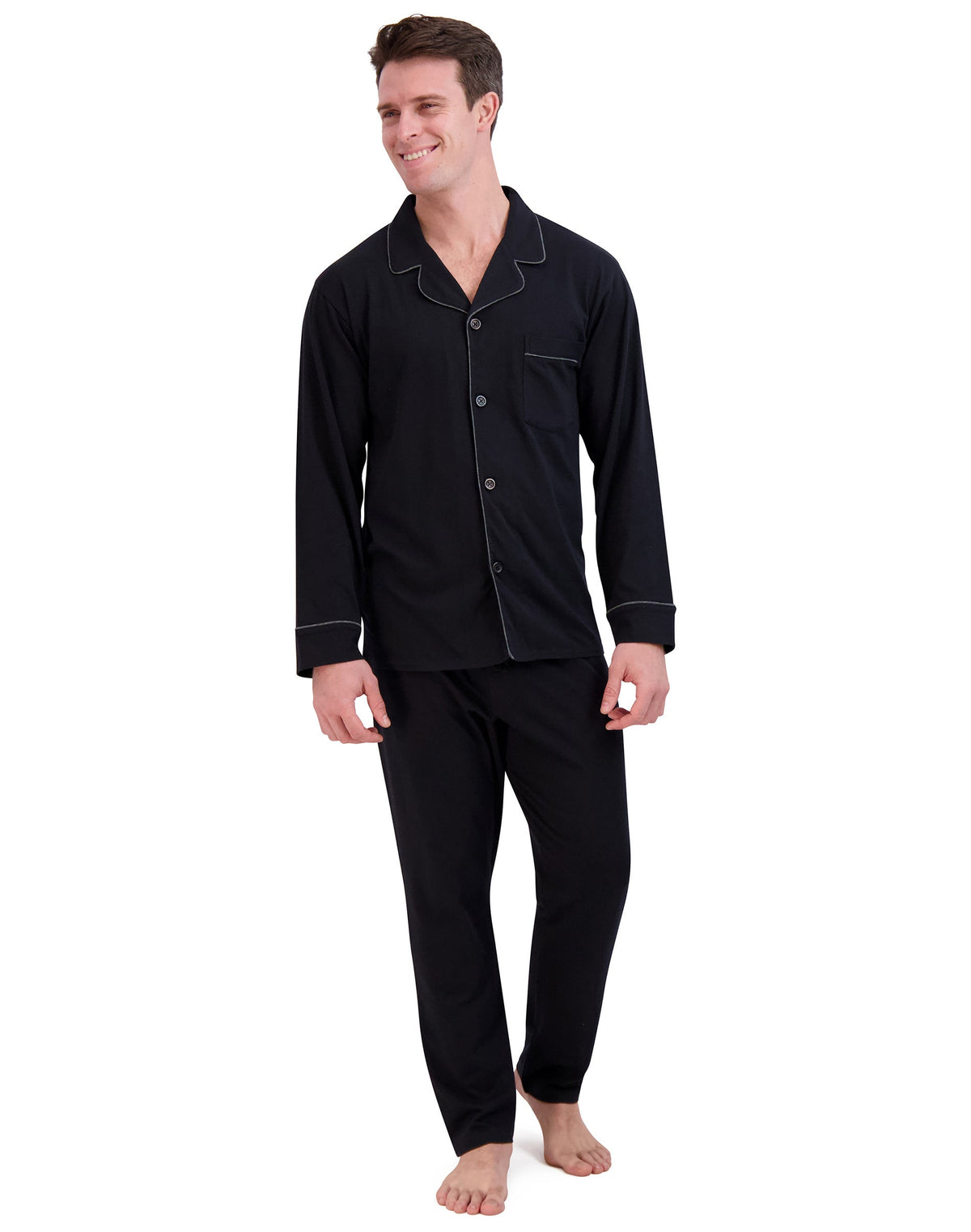 Hanes Men's Pajama Set, Notch Collar, Cotton Blend