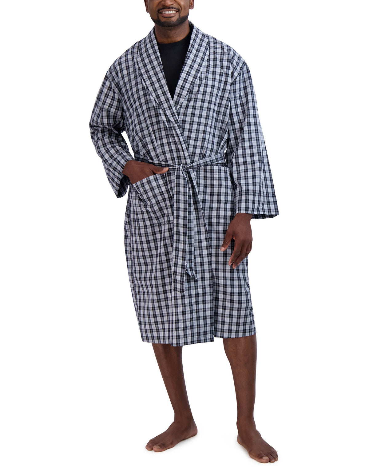 Hanes Men's Shawl Collar Robe, Woven Cotton Blend