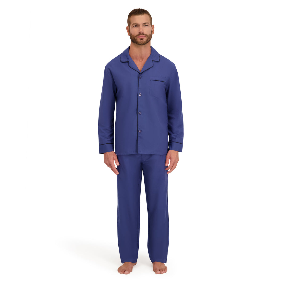 Hanes Men's Pajama Set, Notch Collar, Woven Cotton Blend