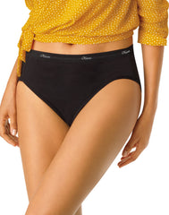 Hanes Women's Cotton Hi-Cut Brief Underwear, Moisture-Wicking, 12-Pack