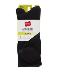 Hanes Absolute Active Men's Cushioned Crew Socks, Shoe Sizes 6-12, 3-Pairs