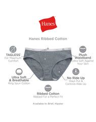 Hanes Women's Ribbed Hipster Underwear, 6-Pack