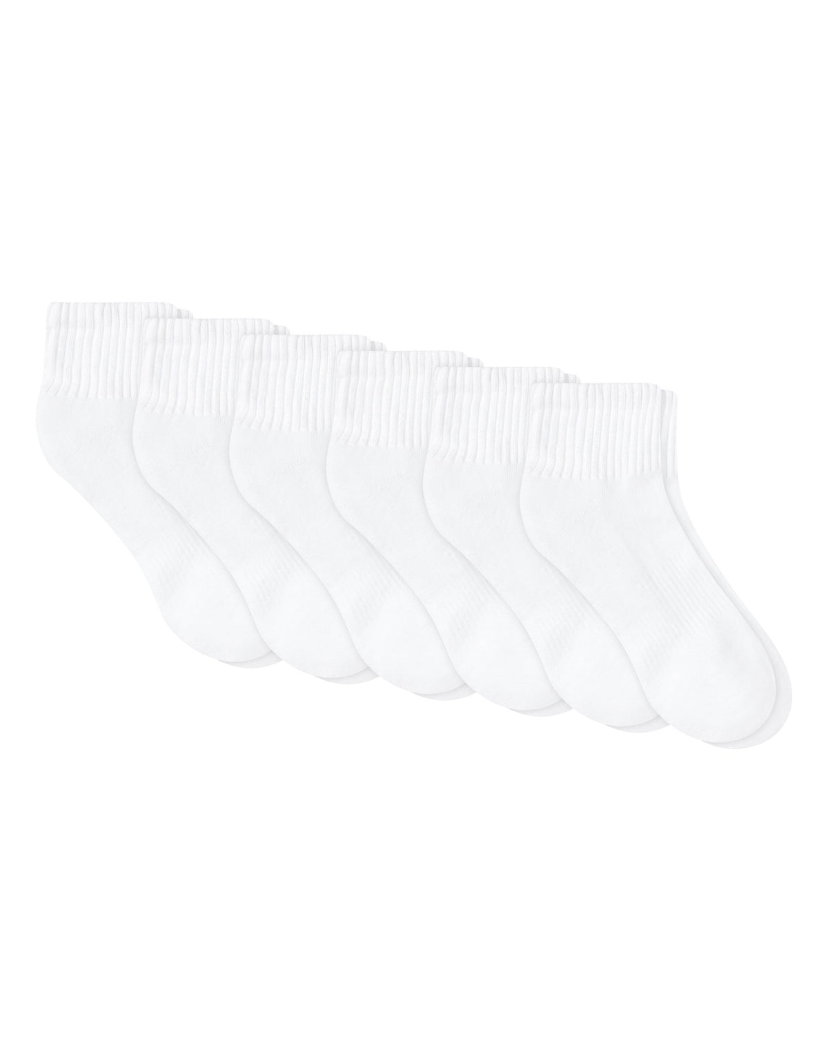 Hanes Unisex Plain White Socks Pack, 6 Pairs, Ankle Socks