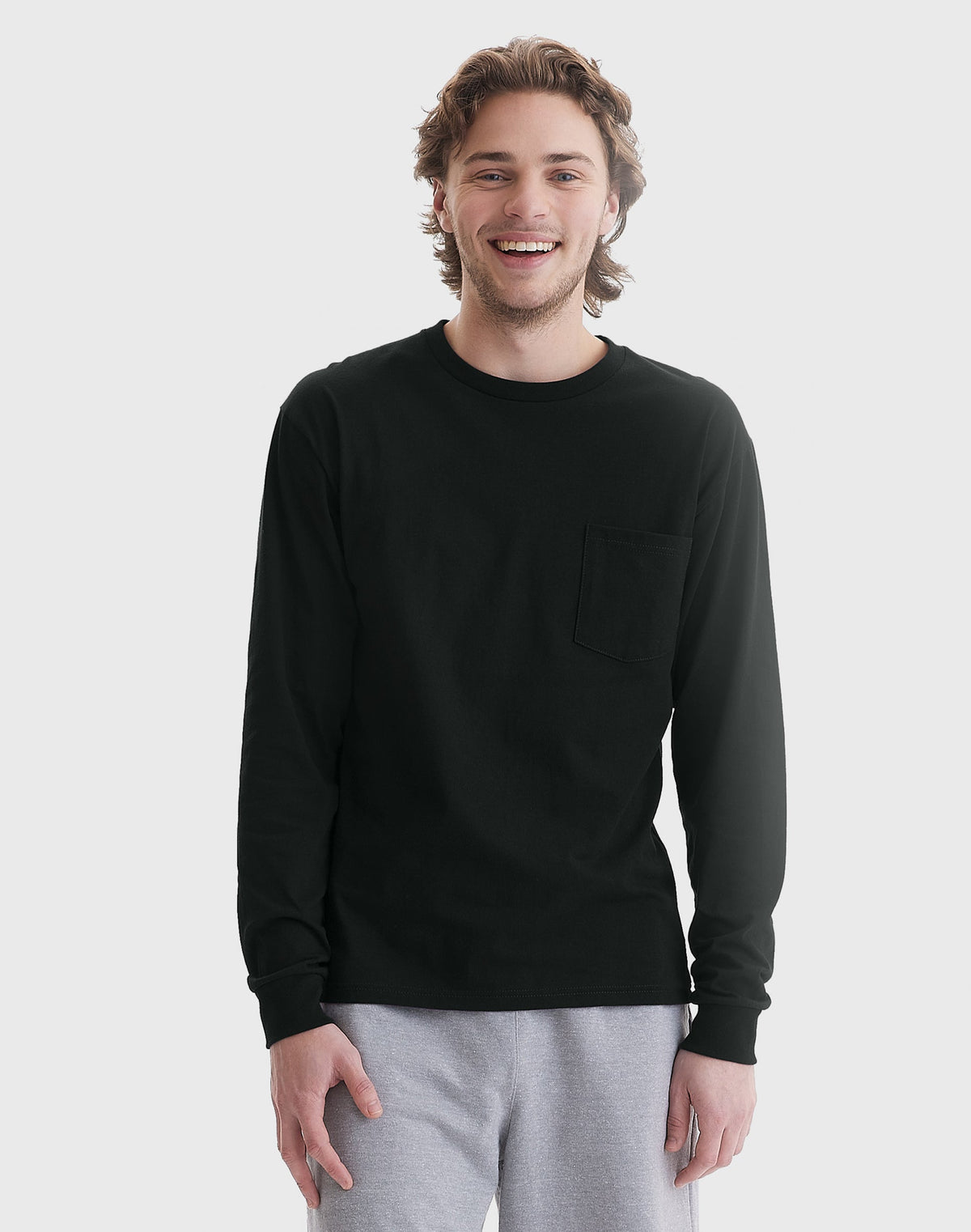 Hanes Essentials Men's Cotton Long Sleeve Pocket Tee