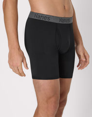 Hanes Stay Dry Pouch Men's Performance Stretch Boxer Brief Underwear, Black, 3-Pack