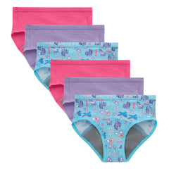 Hanes Toddler Girls' Potty Trainer Underwear Briefs Pack, 6-Pack, Cotton-Stretch, Light Leak Protection