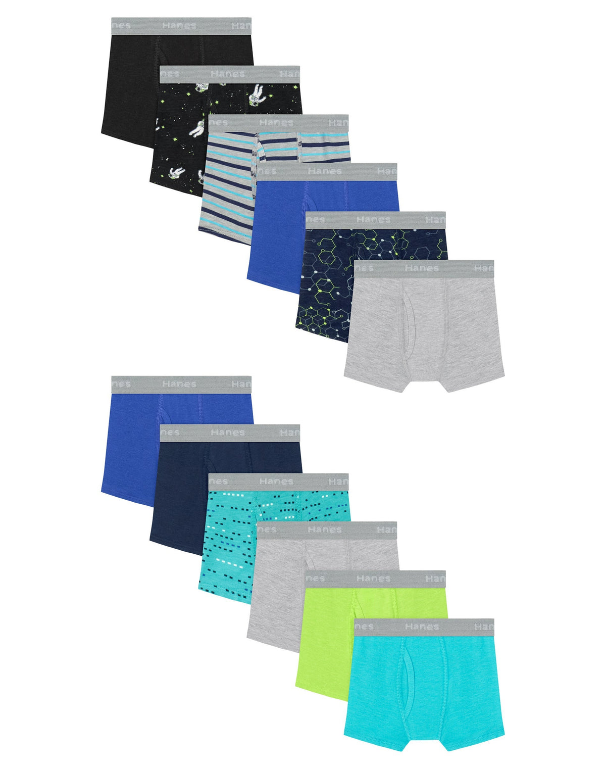 Hanes Toddler Boys' Underwear Boxer Briefs Pack, 12-Pack, Cotton Stretch