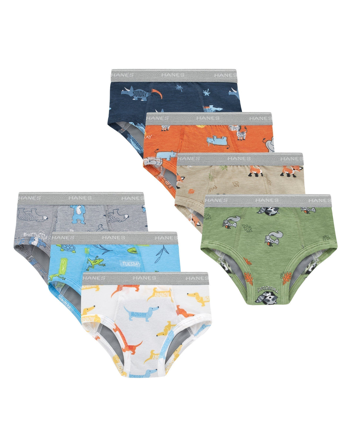 Hanes Toddler Boys' Underwear Brief Potty Trainers, 7-Pack, Light Leaks, Moisture Absorbent, Days of the Week