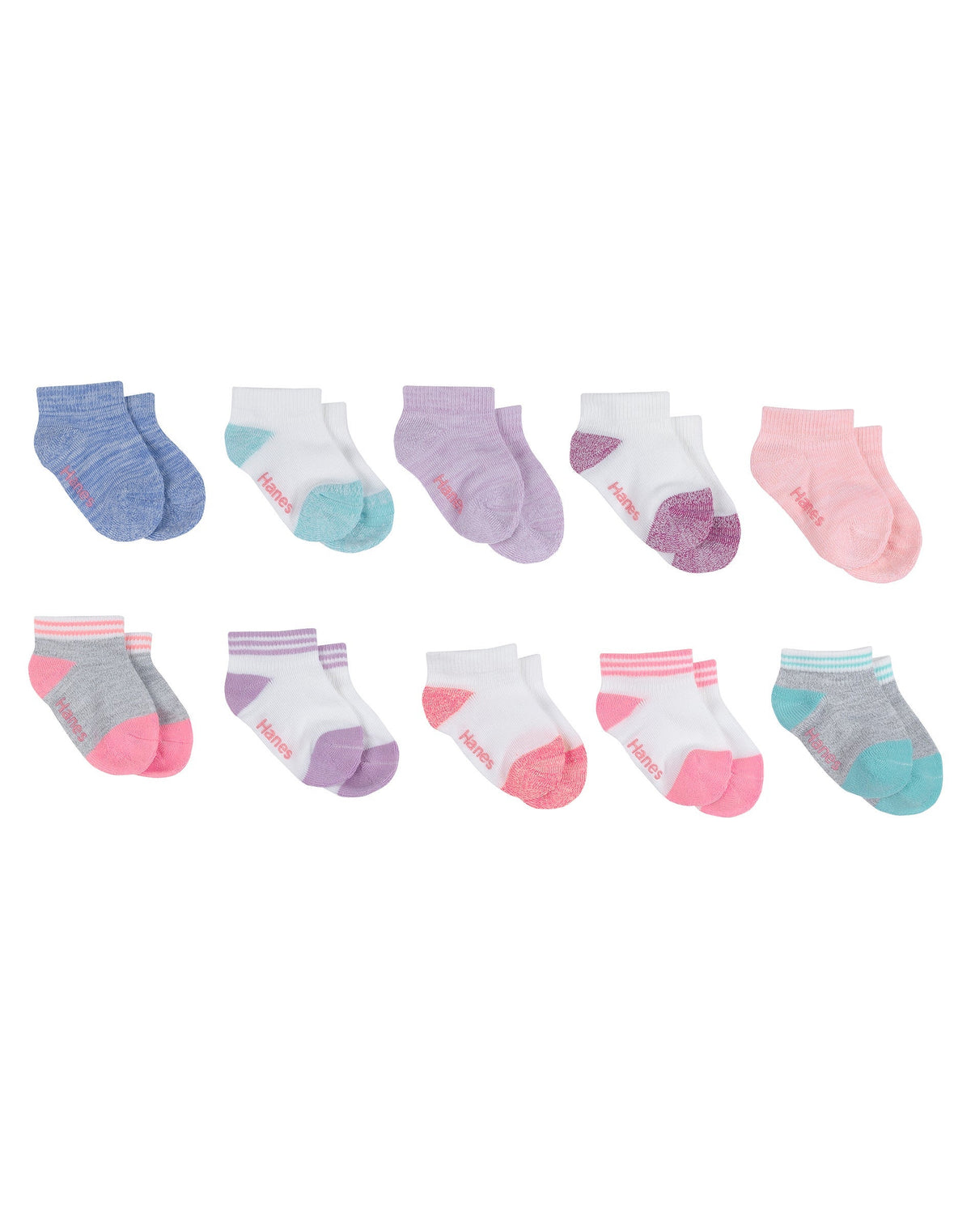Hanes Infant/Toddler Girls' Super Soft Low-Cut Socks, 10-Pairs