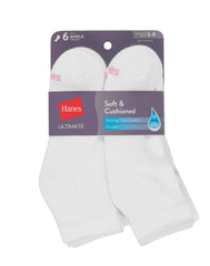 Hanes Ultimate Women's Ankle Socks, Cushioned, 6-Pairs