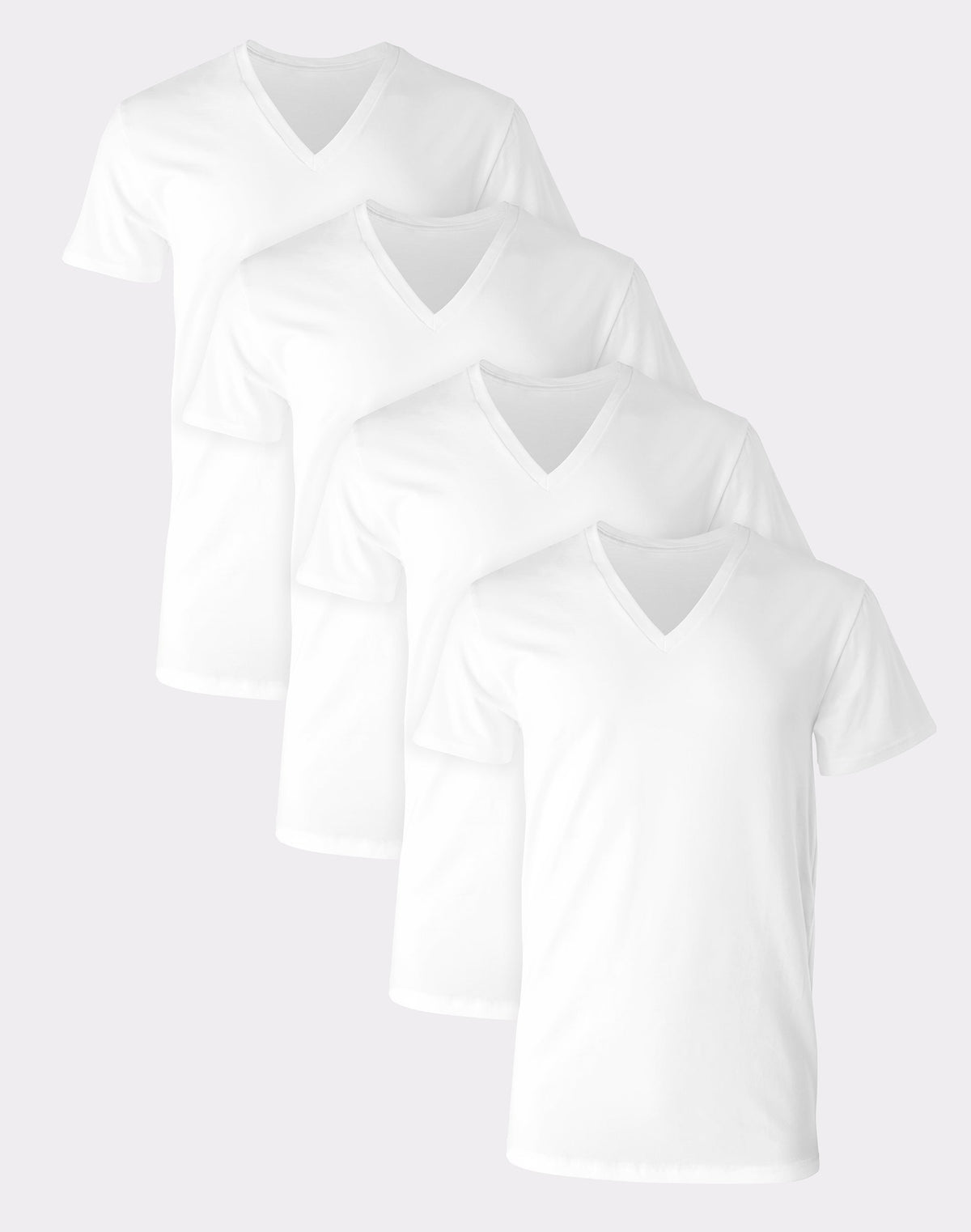 Hanes Ultimate Comfort Fit Men's V-Neck Undershirt, White, 4-Pack
