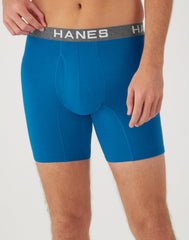 Hanes Ultimate Comfort Flex Fit Men's Boxer Brief Underwear, Black/Grey/Blue, 4-Pack