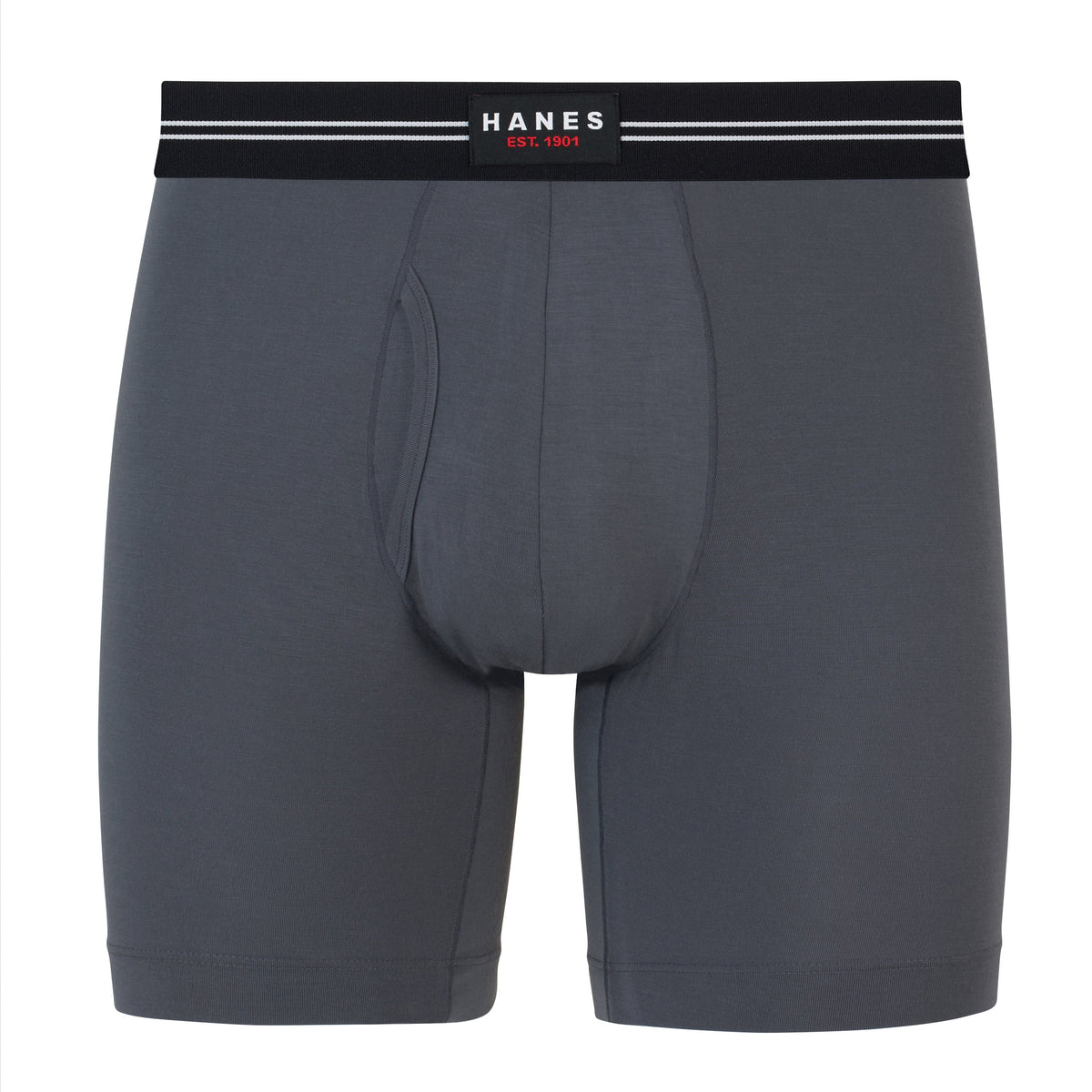 Hanes Perfect Flex Men's Boxer Brief Underwear, Lightweight & Breathable, Grey, 1-Pack