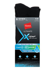 Hanes Ultimate Men's X-Temp FreshIQ Black Crew Socks 6-Pack