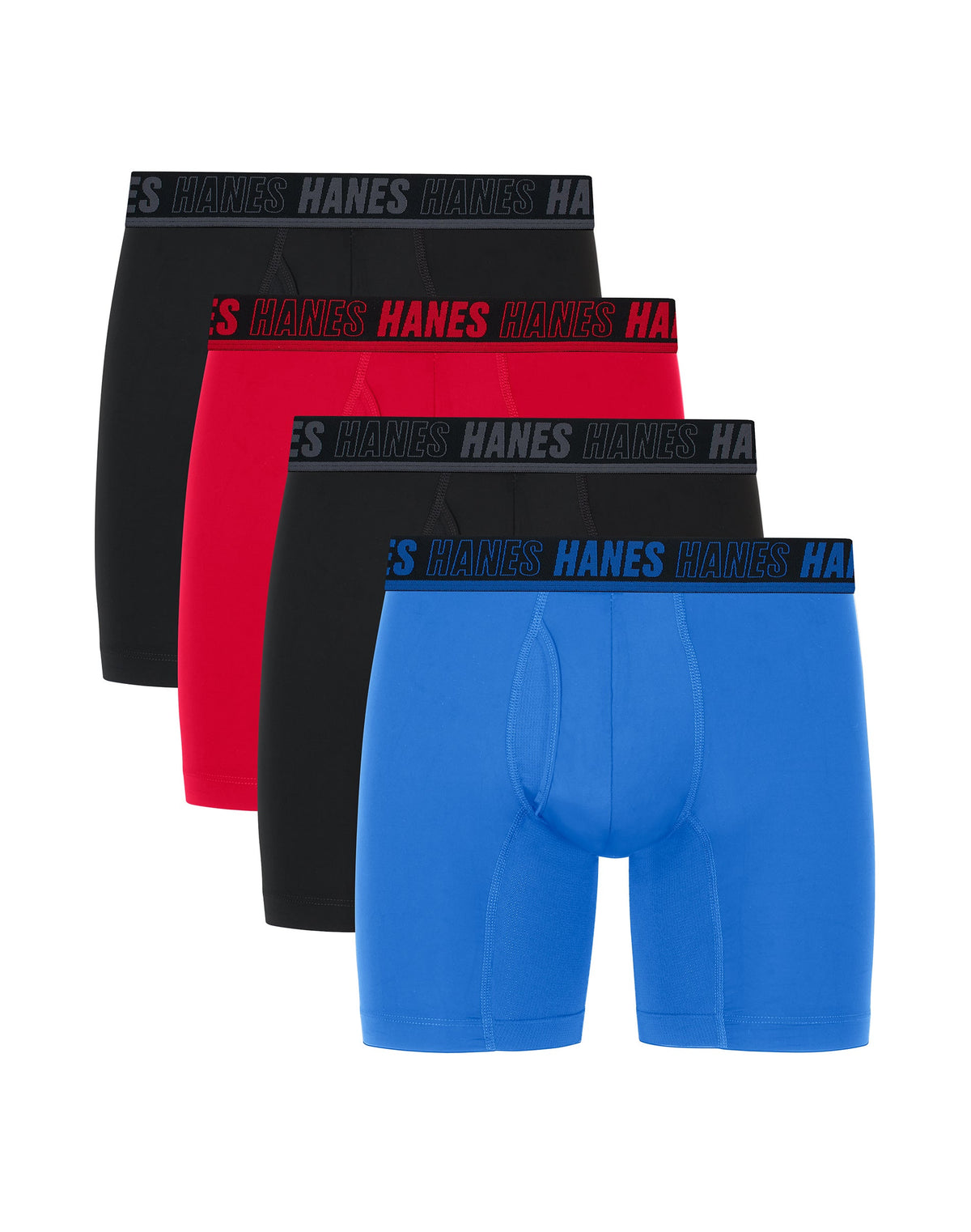 Hanes Moves Ultimate Men's Anti-Chafe Boxer Brief Underwear, X-Temp, Assorted, 4-Pack, 6"