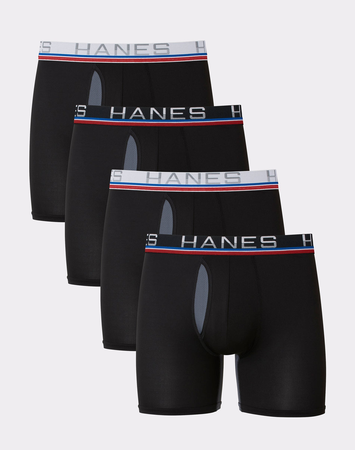 Hanes Sport Total Support Pouch Men's Boxer Brief Underwear, X-Temp, Black, 4-Pack