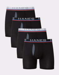 Hanes Sport Total Support Pouch Men's Boxer Brief Underwear, X-Temp, Black, 4-Pack