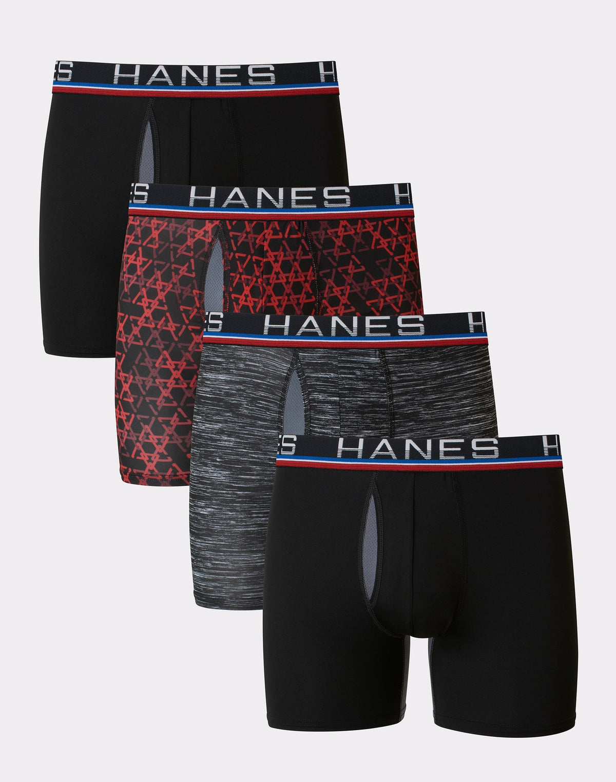 Hanes Sport Total Support Pouch Men's Boxer Brief Underwear, X-Temp, Red/Black, 4-Pack