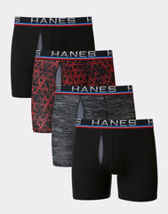 Hanes Sport Total Support Pouch Men's Boxer Brief Underwear, X-Temp, Red/Black, 4-Pack