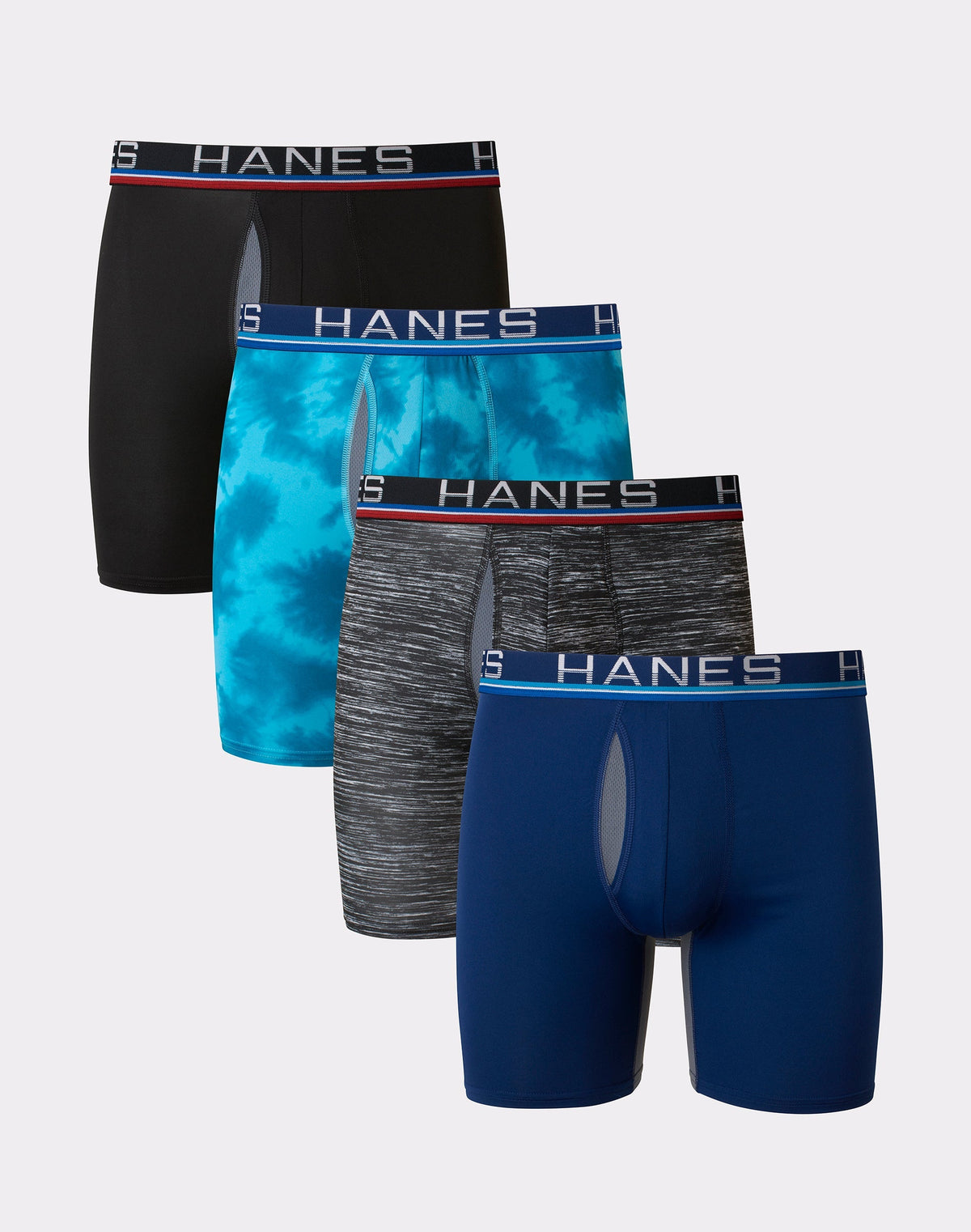 Hanes Sport Total Support Pouch Men's Long Leg Boxer Brief Underwear, X-Temp, 4-Pack